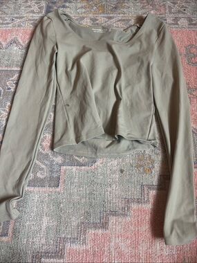 Abercrombie & Fitch Sage Green Long Sleeve Scoop Neck Top
